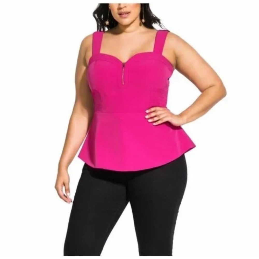 🌟2/$40 Pink Peplum Top City Chic (Plus Size XS/14)